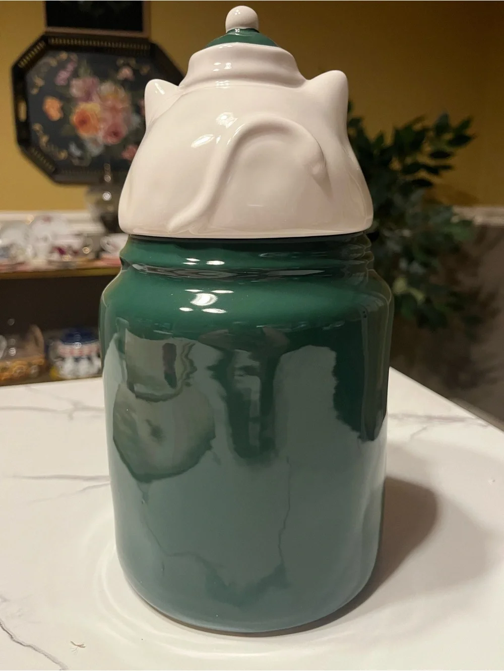 Rae Dunn Peace Love & Purrs Figural Cat Canister